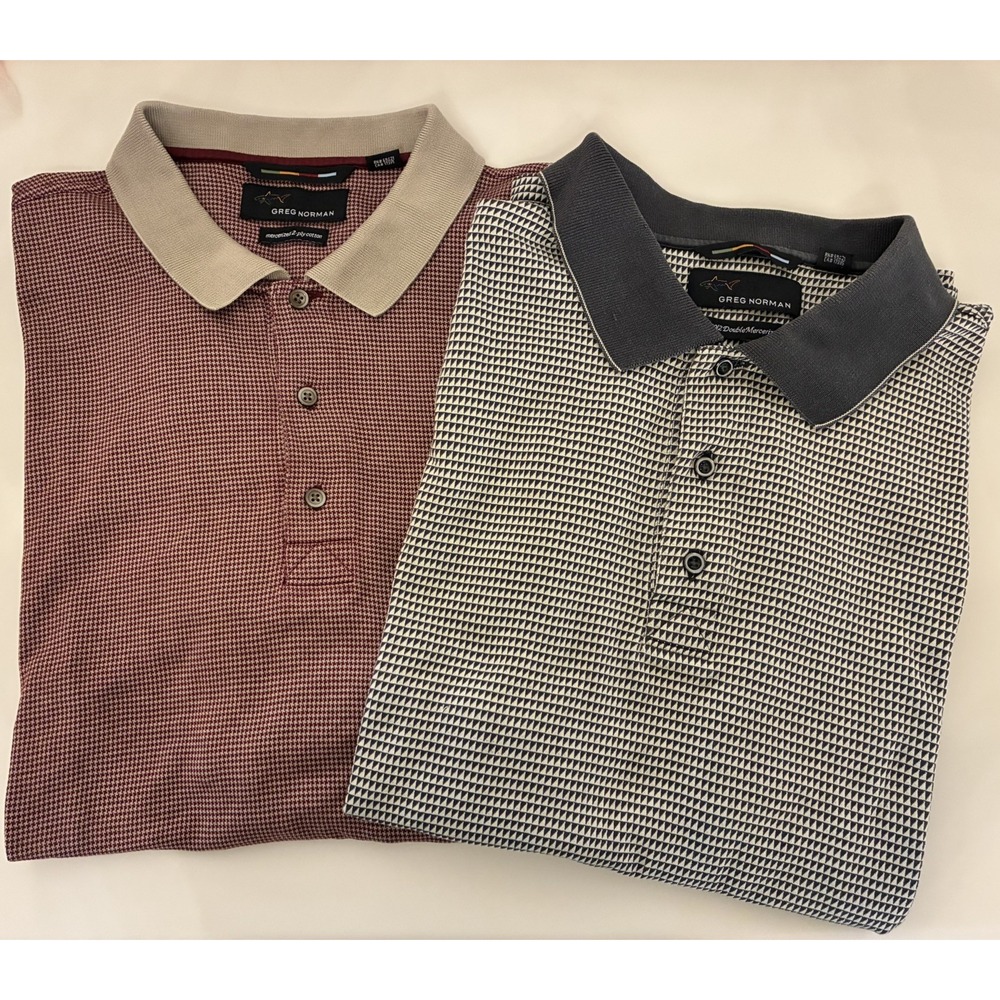 Greg Norman Golf Polo Shirt Lot of 2 Size XL Shark Short Sleeve Classic Preppy